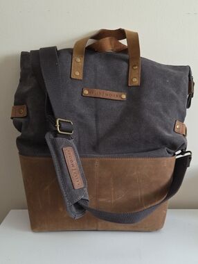Kelly Moore Gray Canvas & Brown Leather Pilot Camera Bag